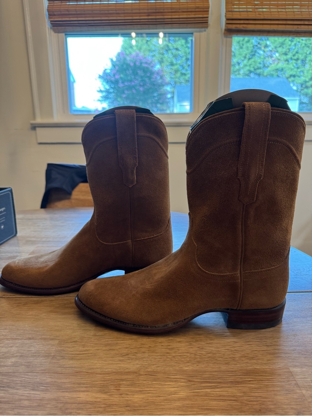 Tecovas Men's Suede Western Boots in Chestnut Brown